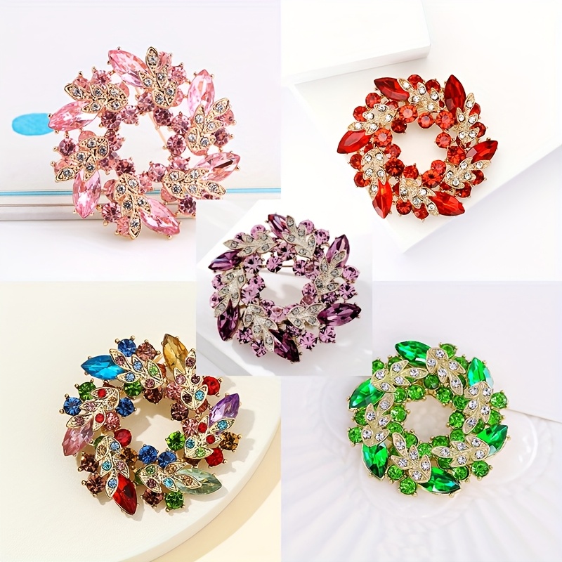 Colorful Round Brooch, Elegant Pin for Dresses and Sweaters